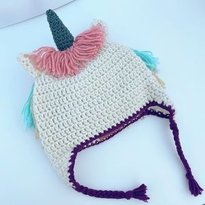 Crochet unicorn earflap beanie 🦄